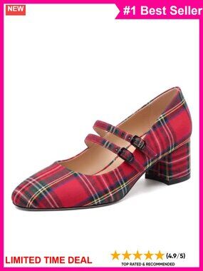 Women's Mary Jane Pumps 2-Inch Block Heel Faux Leather Dress Shoes